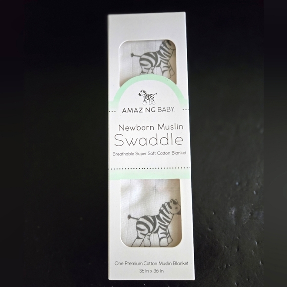 Other - *3/$20 Amazing Baby Newborn Muslin Swaddle Blanket Zebra Print Black White NWT
